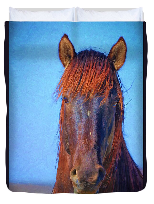 Stallion Duvet Cover featuring the photograph Wild Stallion Portrait by Greg Norrell
