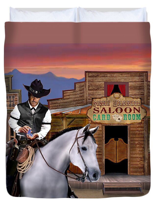 Wild West Gambler Duvet Cover featuring the digital art Wild West Gambler by Glenn Holbrook