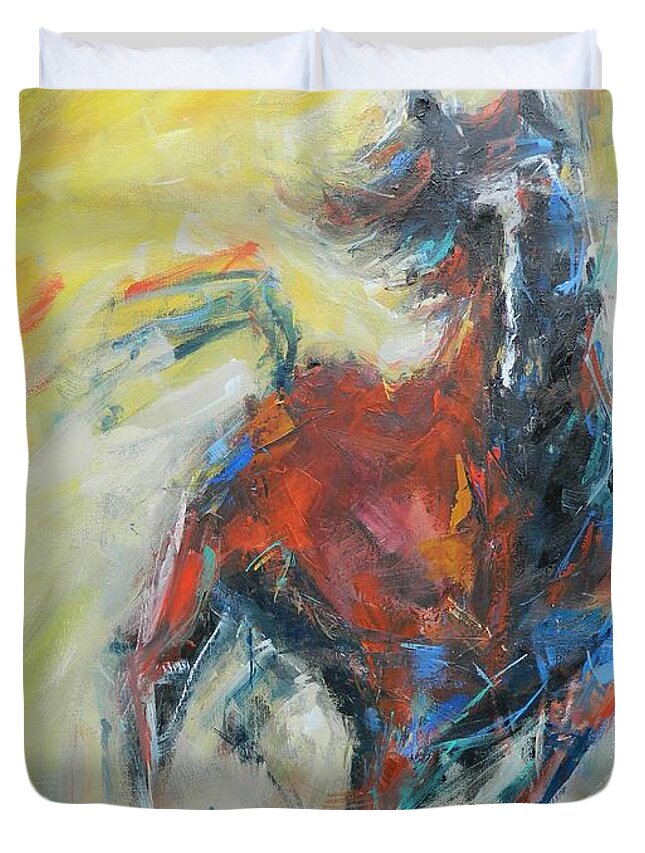Horse Duvet Cover featuring the painting Wildfire by Dan Campbell