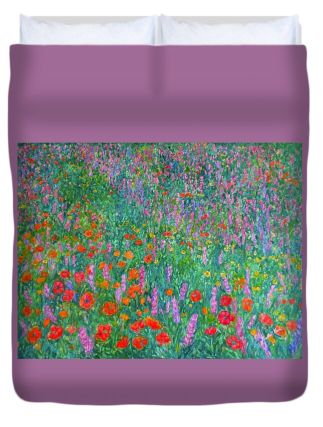 Kendall Kessler Duvet Cover featuring the painting Wildflower Current by Kendall Kessler