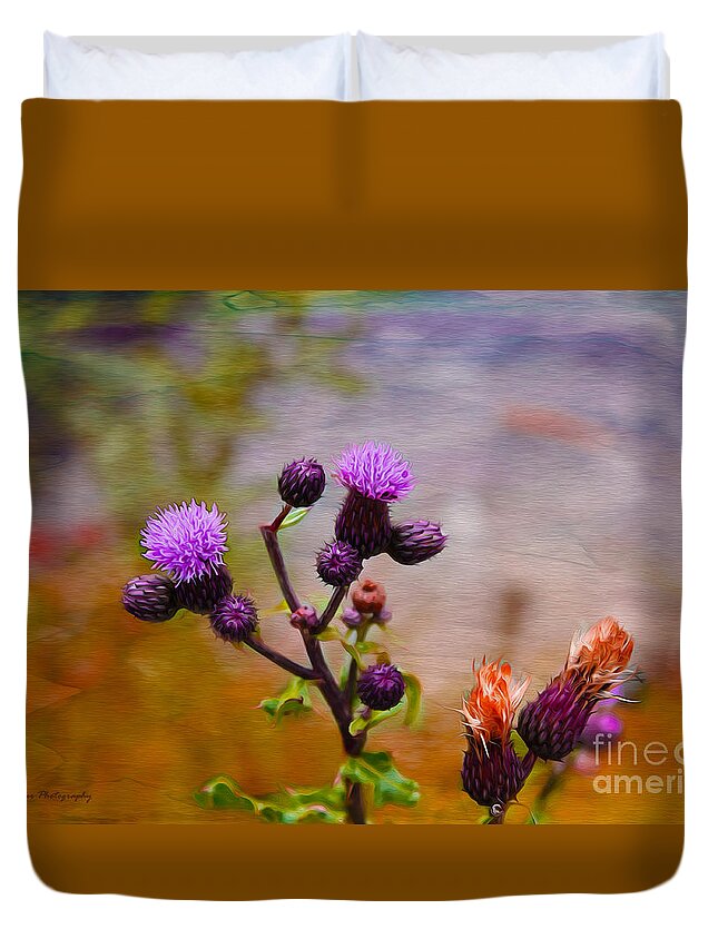Flowers Duvet Cover featuring the photograph Wildflower Watercolour by Nina Silver