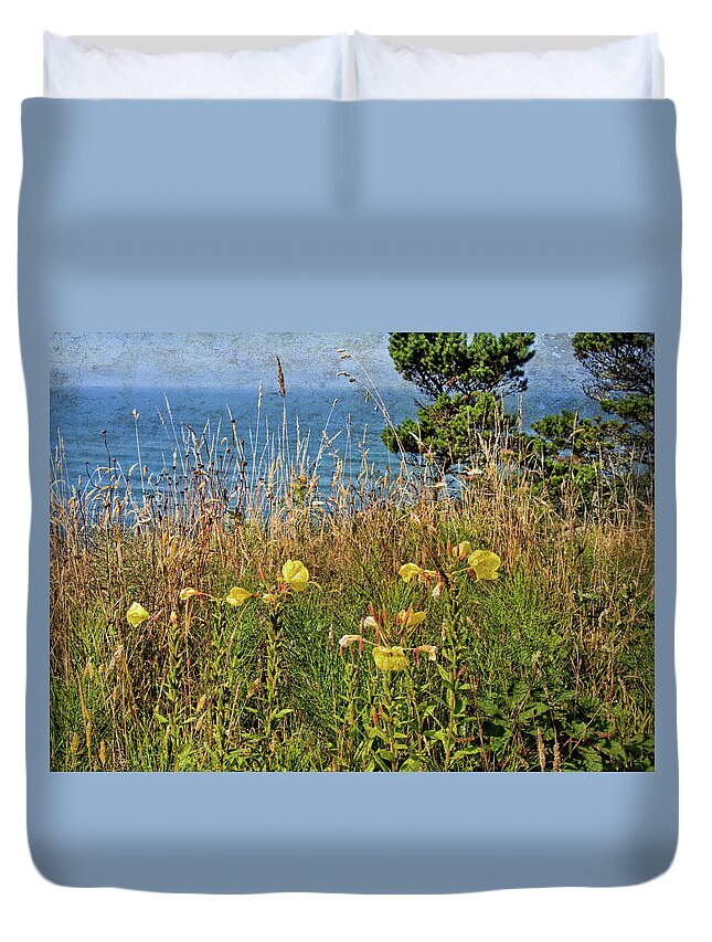Hdr Duvet Cover featuring the photograph Wildflowers Above The Sea by Thom Zehrfeld