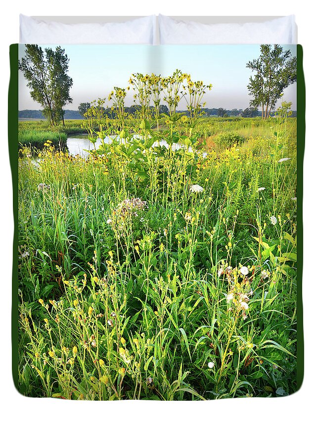 Mchenry County Conservation District Duvet Cover featuring the photograph Wildflowers along Nippersink Creek in Glacial Park by Ray Mathis