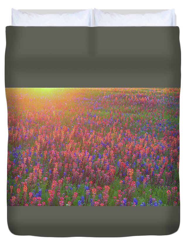 Blue Bonnets Duvet Cover featuring the photograph Wildflowers in Texas by Robert Bellomy