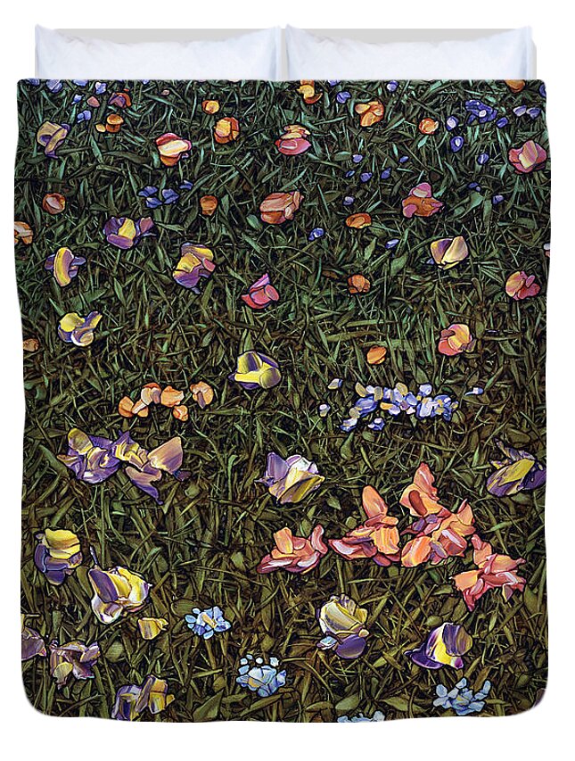 Wildflowers Duvet Cover featuring the painting Wildflowers by James W Johnson