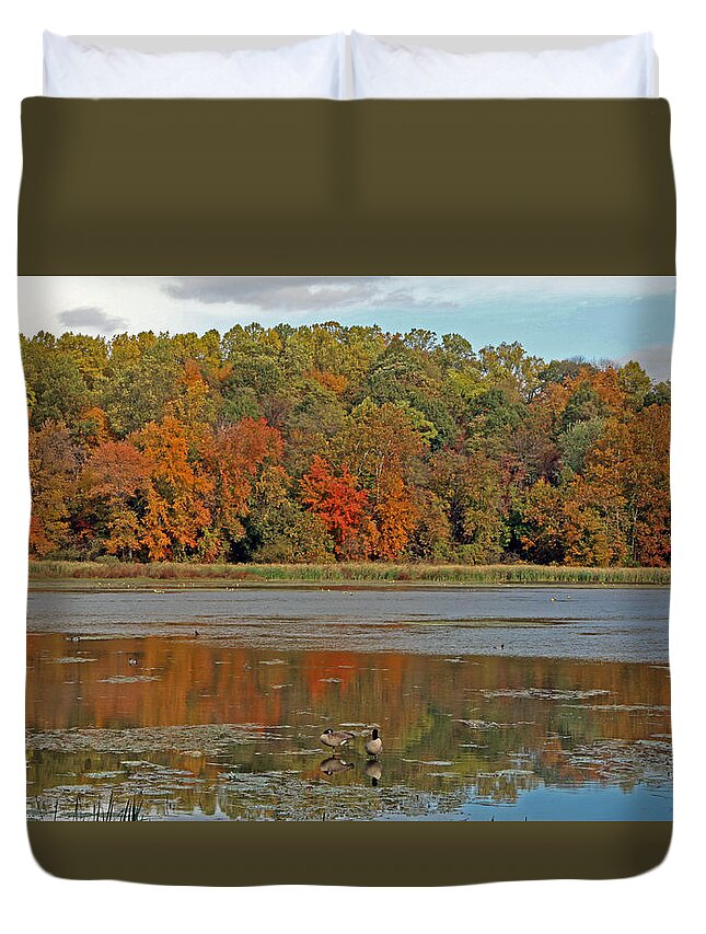 Wildwood Park Duvet Cover featuring the photograph Wildwood Park in Fall by Terrie Stickle