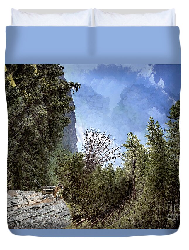 Mogollon Rim Duvet Cover featuring the digital art Will I Jump for Food? by Georgianne Giese