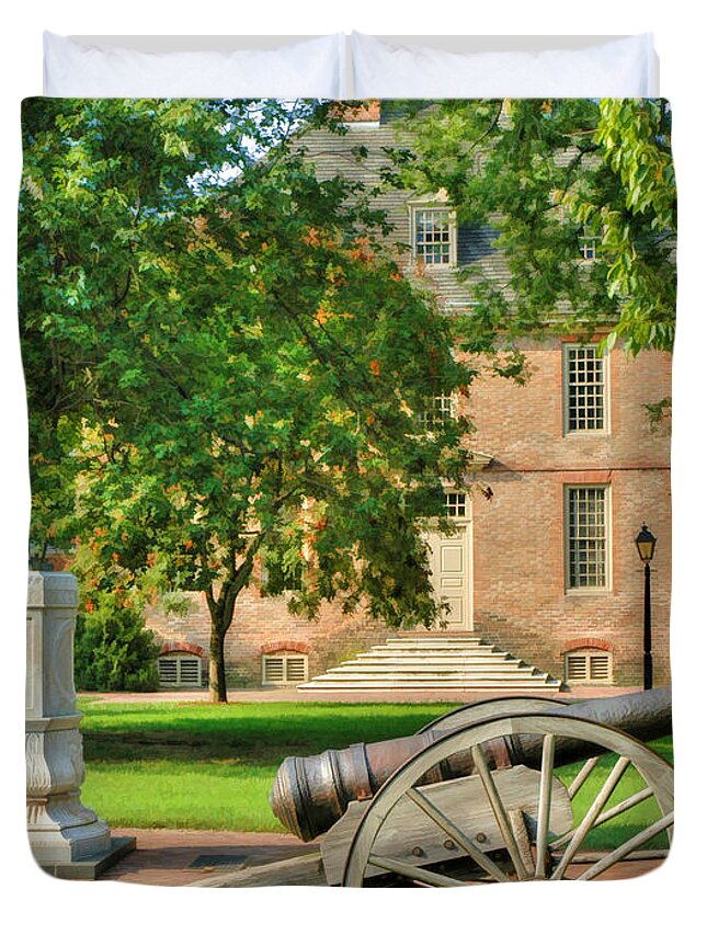 Historic Duvet Cover featuring the photograph Williamsburg Cannon by Sam Davis Johnson