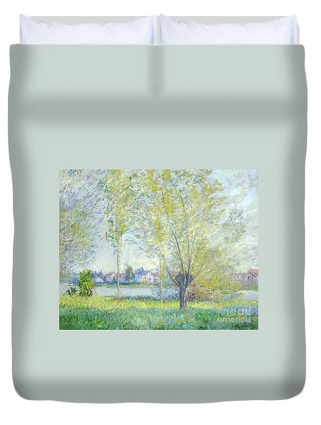 Willows At Vetheuil Duvet Cover featuring the painting Willows at Vetheuil, 1880 by Claude Monet