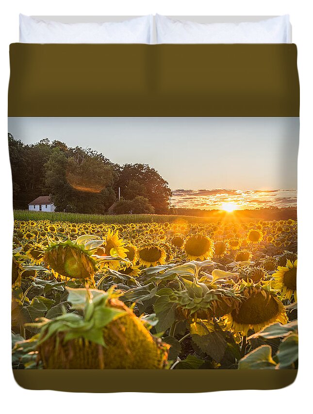 New Jersey Duvet Cover featuring the photograph Wilted Sunset by Kristopher Schoenleber