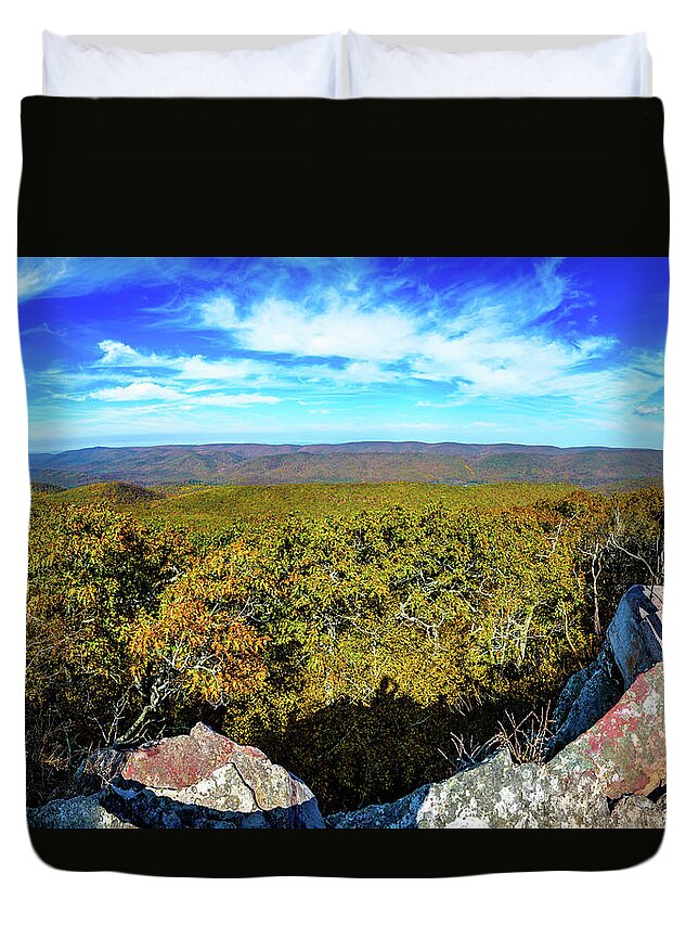 Landscape Duvet Cover featuring the photograph Wind Rock Panorama by Joe Shrader