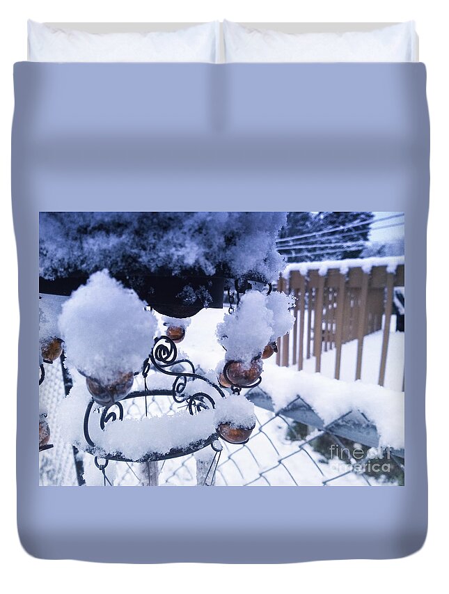 Snow Duvet Cover featuring the photograph Wind Snow Chimes by Robert Knight