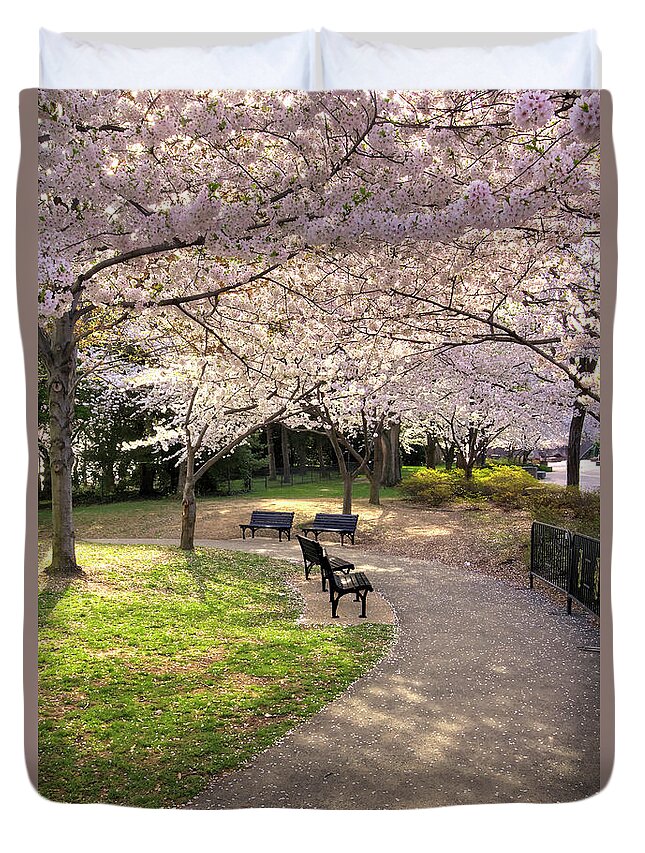 Washington Dc Duvet Cover featuring the photograph Winding Trail to the Tidal Basin by Karen Jorstad