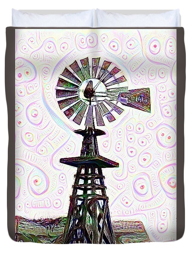 Scotts Bluff Duvet Cover featuring the digital art Windmill 1 by Patty Vicknair