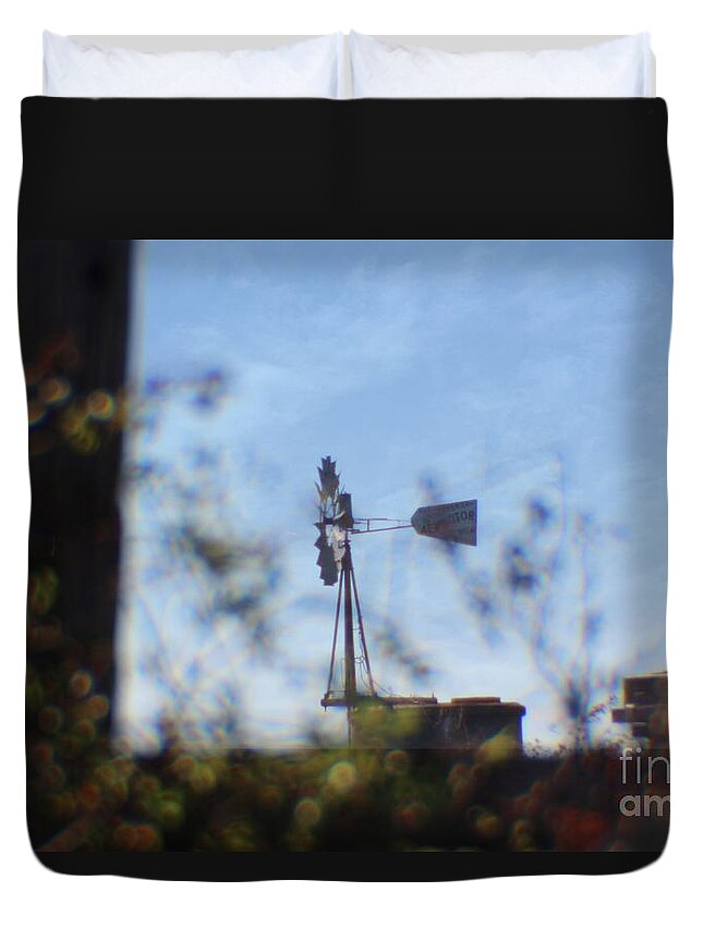 Windmill Duvet Cover featuring the photograph Windmill Country Landscape by Ella Kaye Dickey