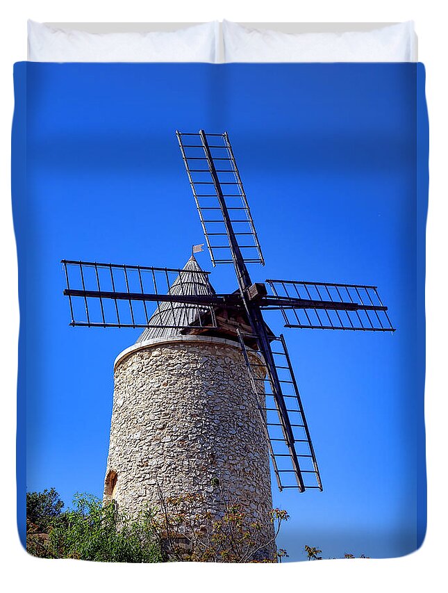Provence Duvet Cover featuring the photograph Windmill in Provence by Olivier Le Queinec
