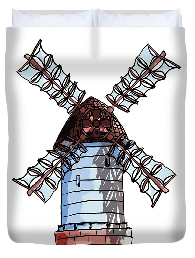 Windmill Duvet Cover featuring the digital art Windmill by Piotr Dulski
