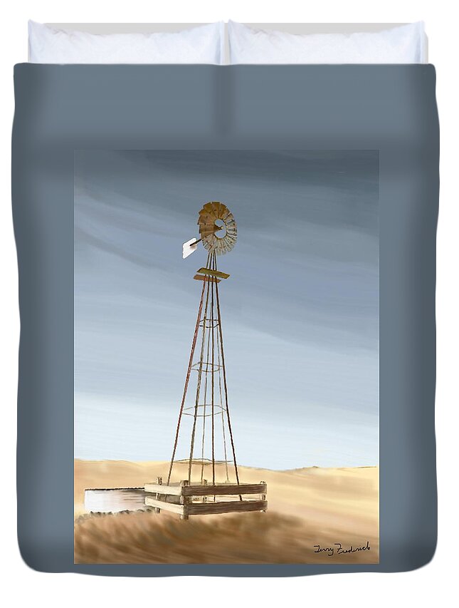  Windmill Duvet Cover featuring the painting Windmill by Terry Frederick