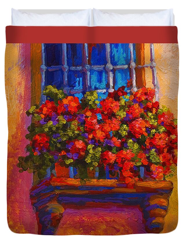 Poppies Duvet Cover featuring the painting Window Box by Marion Rose