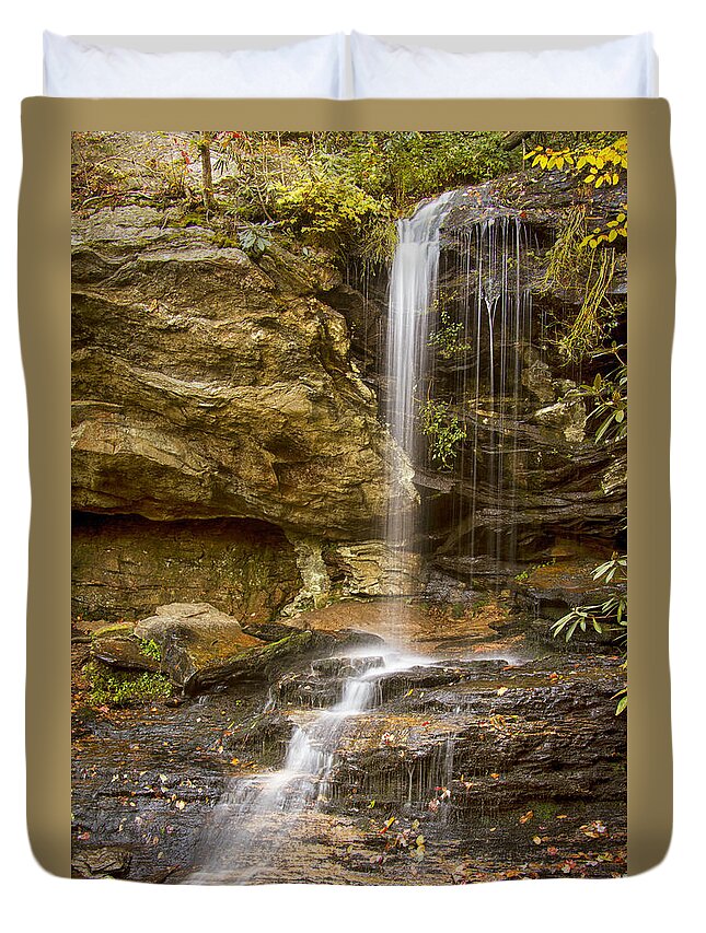 Window Falls Duvet Cover featuring the photograph Window Falls in Hanging Rock State Park by Bob Decker