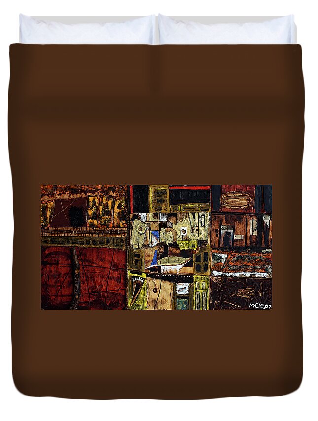 African Fine Art Duvet Cover featuring the painting Window On The World by Michael Nene
