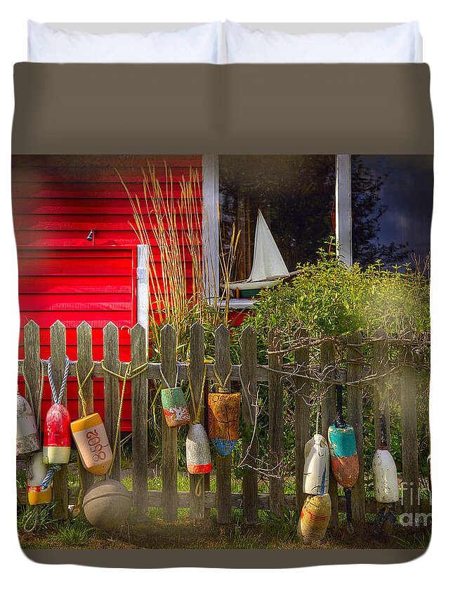Our Town Duvet Cover featuring the photograph Window Sailboat Buoy by Craig J Satterlee