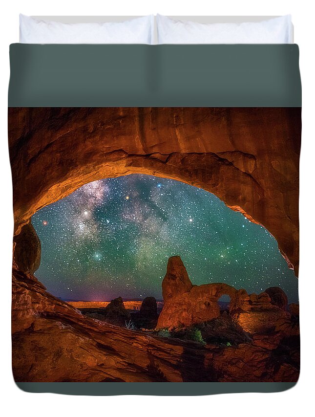 Night Sky Duvet Cover featuring the photograph Window to the Heavens by Darren White