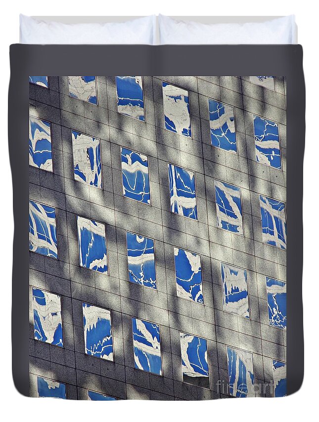 Window Duvet Cover featuring the photograph Windows of 2 World Financial Center 3 by Sarah Loft