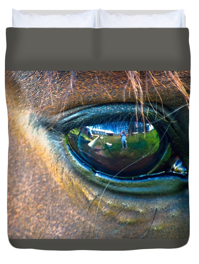 Eye Duvet Cover featuring the photograph Windows of the Soul by Bonfire Photography