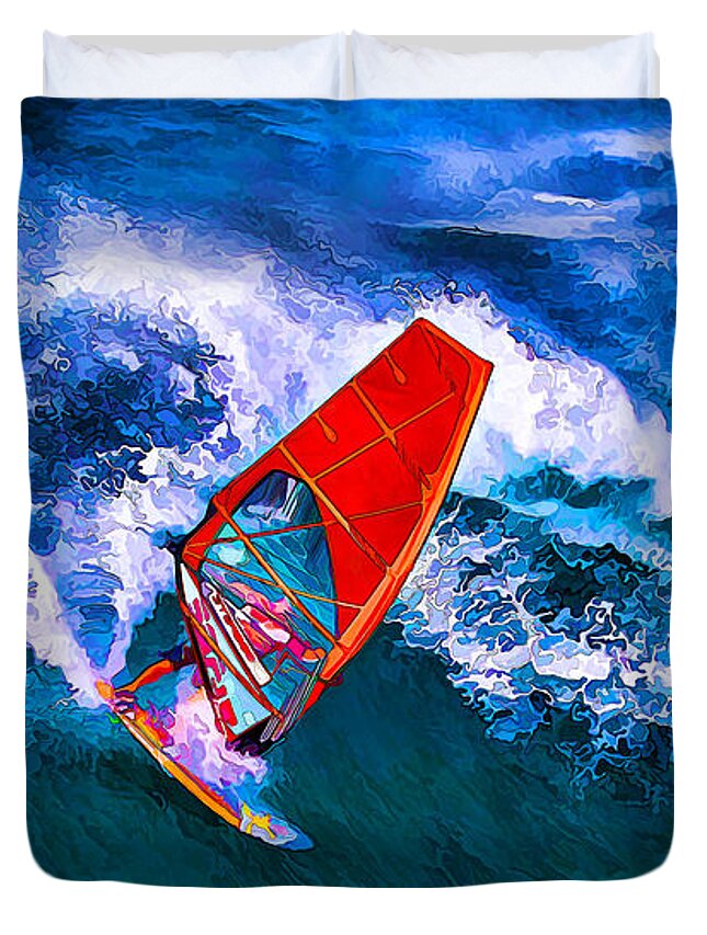 Windsurfer Duvet Cover featuring the photograph Windsurfer Joy by ABeautifulSky Photography by Bill Caldwell