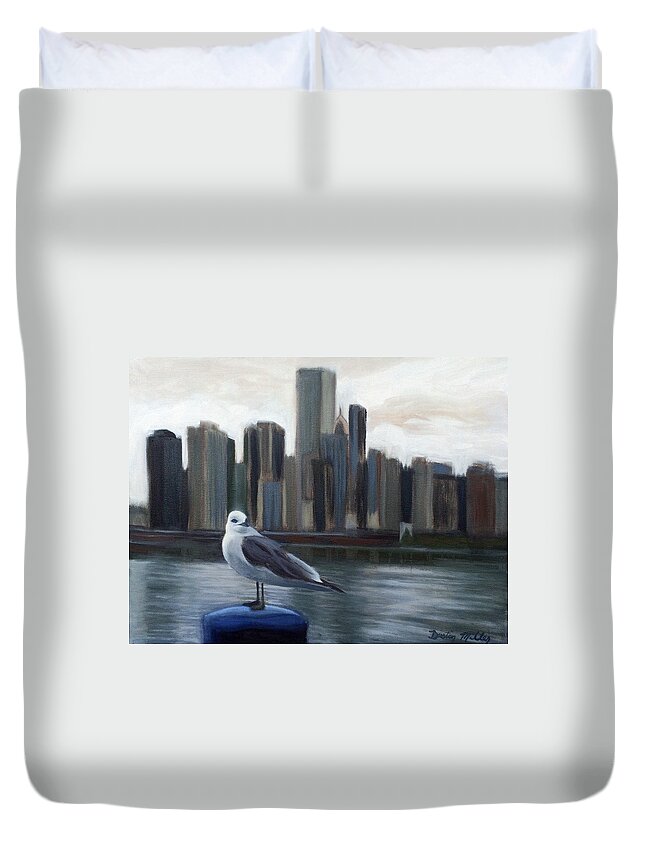 Wind Duvet Cover featuring the painting Windy City by Dustin Miller
