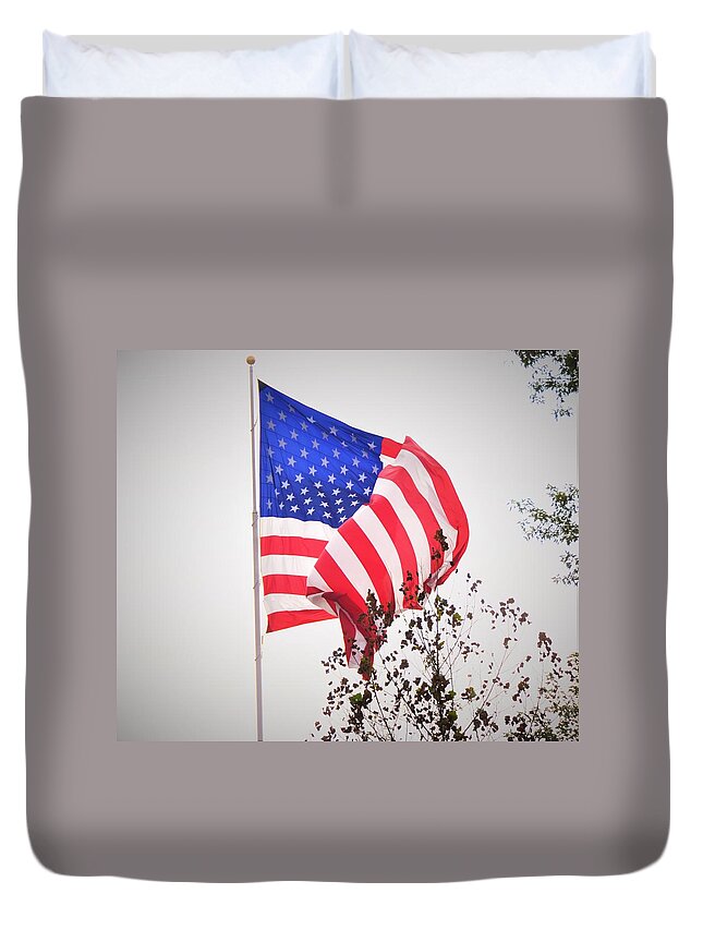 Flag Flying Duvet Cover featuring the photograph Long may it wave by Chuck Brown