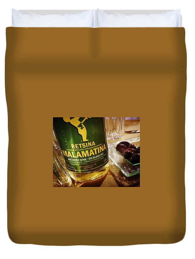 Spain Duvet Cover featuring the photograph Wine and Olives by Valerie Reeves