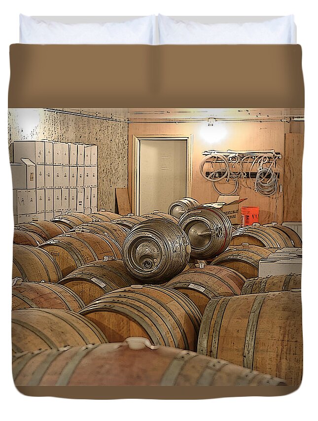 Barrels Duvet Cover featuring the photograph Wine By the Barrel by Jim Thompson