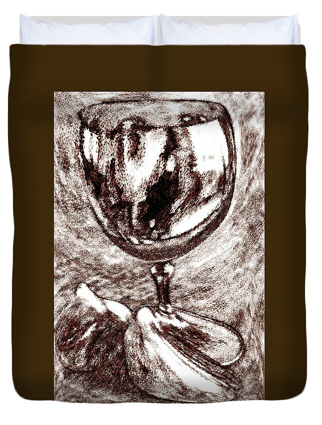 Still Life Duvet Cover featuring the digital art Wine Glass And Figs Still Life by Ben and Raisa Gertsberg