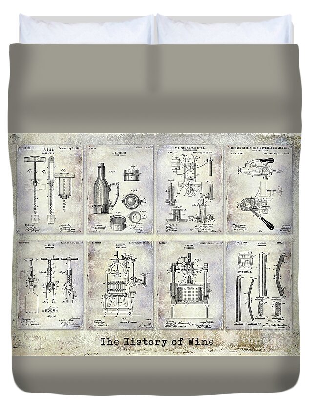 Wine History Duvet Cover featuring the photograph Wine History Patents by Jon Neidert