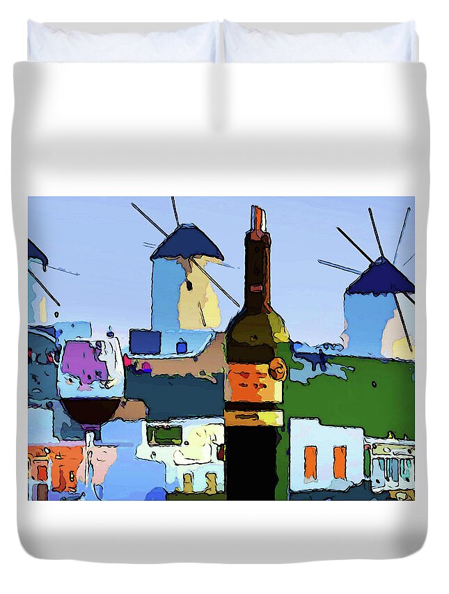 Mykonos Duvet Cover featuring the photograph Wine in Mykonos by Coke Mattingly