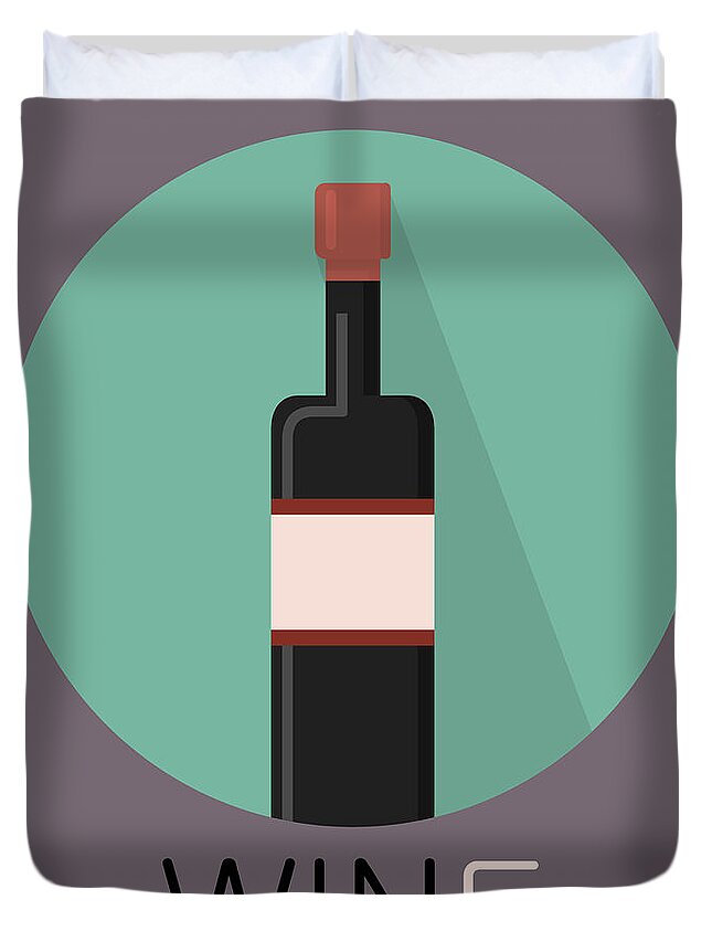 Wine Duvet Cover featuring the painting Wine Poster Print - Win And Wine by Beautify My Walls