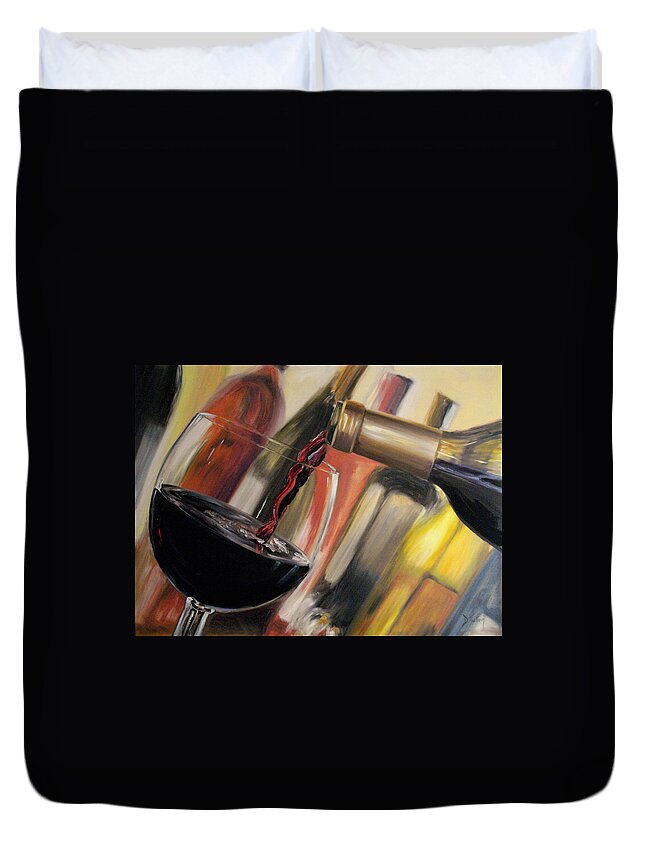 Wine Duvet Cover featuring the painting Wine Pour II by Donna Tuten