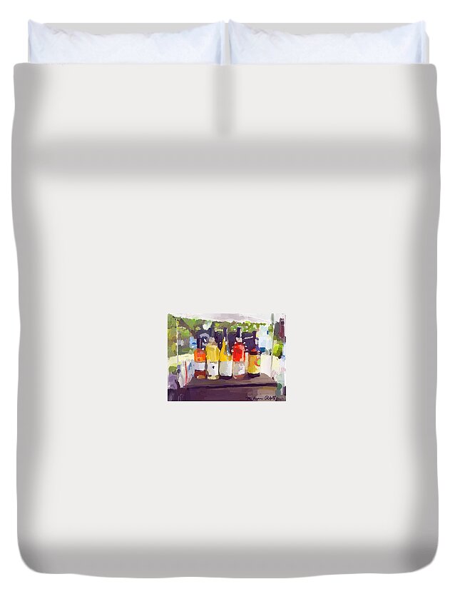 Art Duvet Cover featuring the photograph Wine Tasting Tent at Rockport Farmers Market by Melissa Abbott