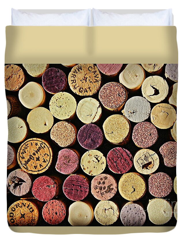 Wine Duvet Cover featuring the photograph Wine Tops by Clare Bevan