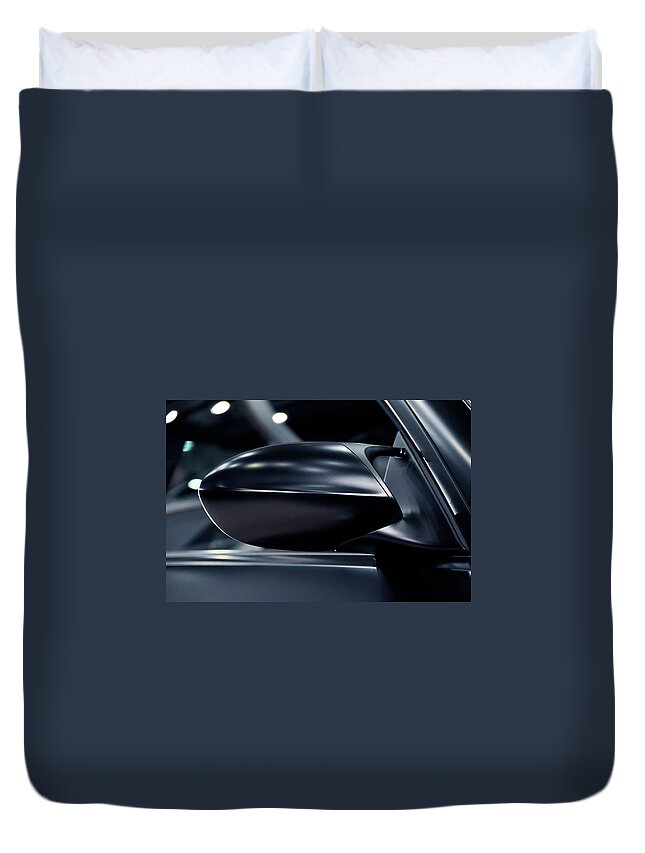 Car Duvet Cover featuring the photograph Wing mirror of a sports car by Dutourdumonde Photography
