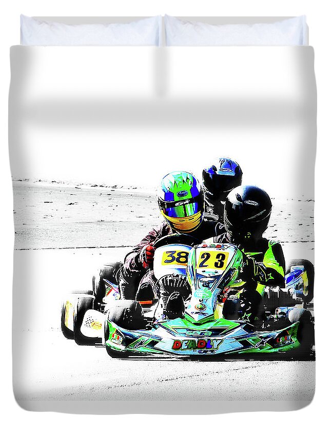 Wingham Go Karts Australia Duvet Cover featuring the photograph Wingham Go karts 09 by Kevin Chippindall