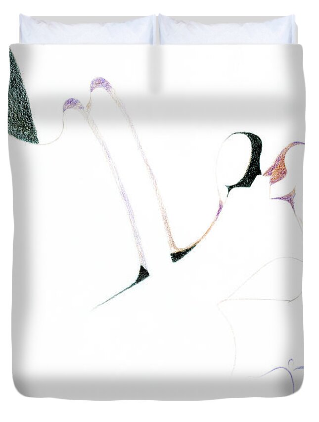  Duvet Cover featuring the drawing Wings by James Lanigan Thompson MFA