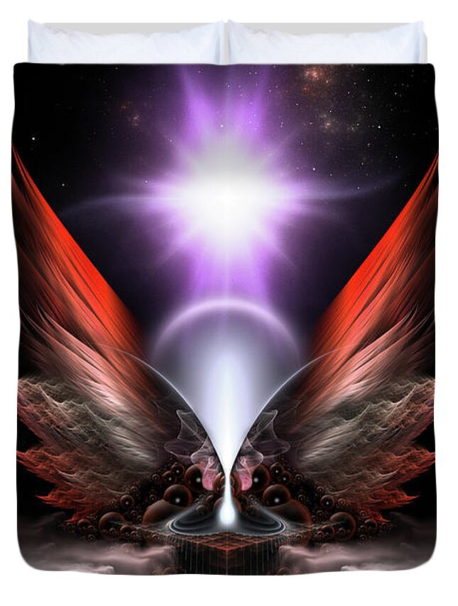 Wings Of Anthropils Duvet Cover featuring the digital art Wings Of Anthropolis HC Fractal Composition by Rolando Burbon