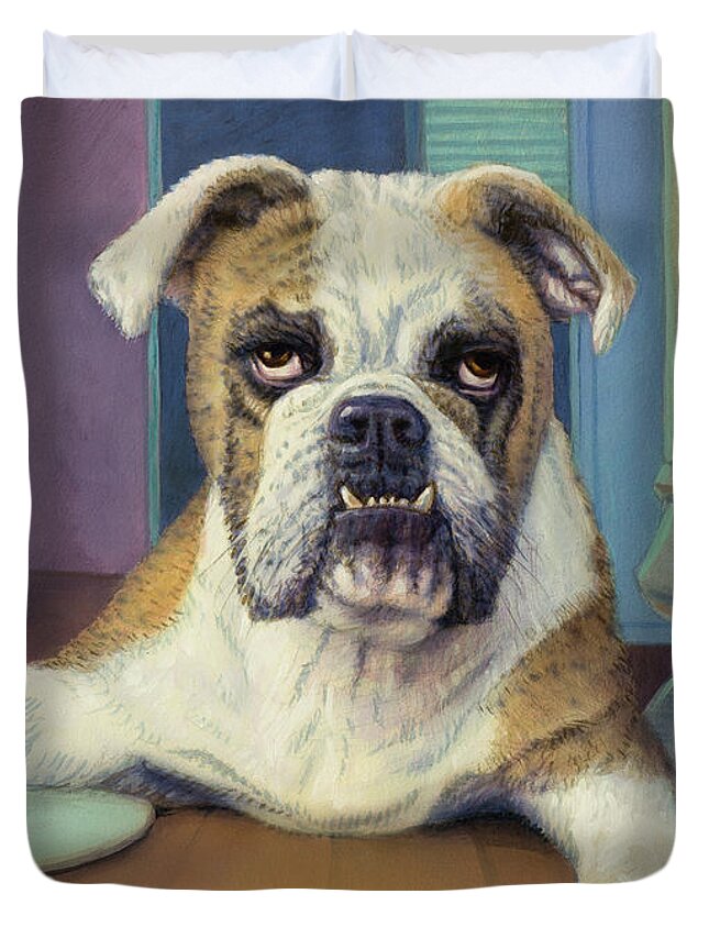 Dog Duvet Cover featuring the painting Winona by James W Johnson