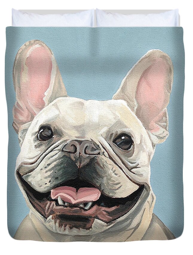 Dog Duvet Cover featuring the painting Winston by Nathan Rhoads