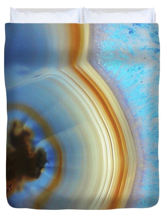 Winter Duvet Cover featuring the mixed media Winter Agate by Emanuela Carratoni