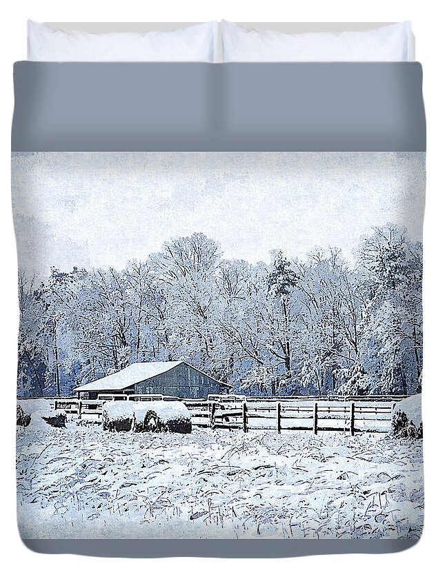 Color Duvet Cover featuring the photograph Winter at Bellswood Pasture by Alan Hausenflock
