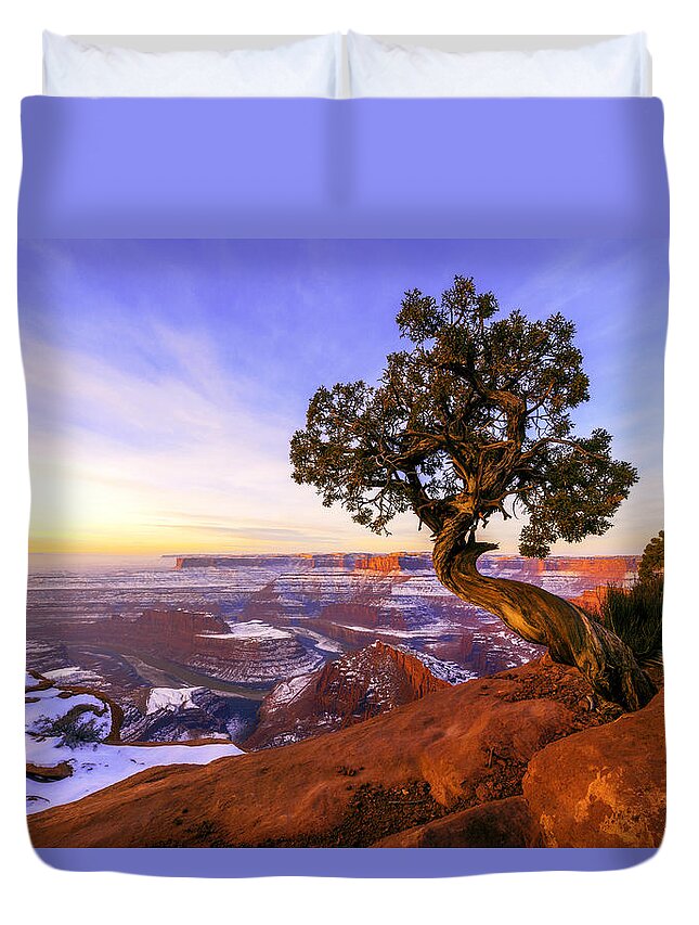 Winter At Dead Horse Duvet Cover featuring the photograph Winter at Dead Horse by Chad Dutson